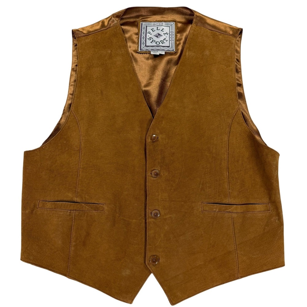Pelle Sport Laredo Whiskey Brown Genuine Leather Vest Mens Large Western NWT